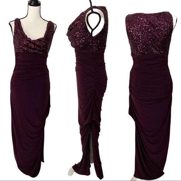 LRL LAUREN RALPH LAUREN Purple Sleeveless Sequin Evening Dress Gown size 6 Prom - Picture 2 of 7